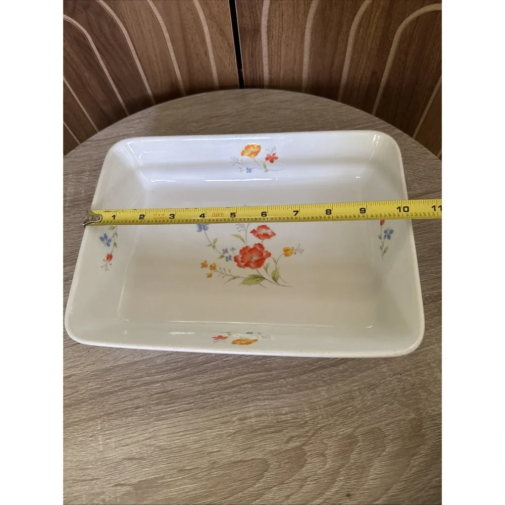 Vintage Hearthside Bake N Serve Multicolored Poppies Casserole Dish Japan 10x8